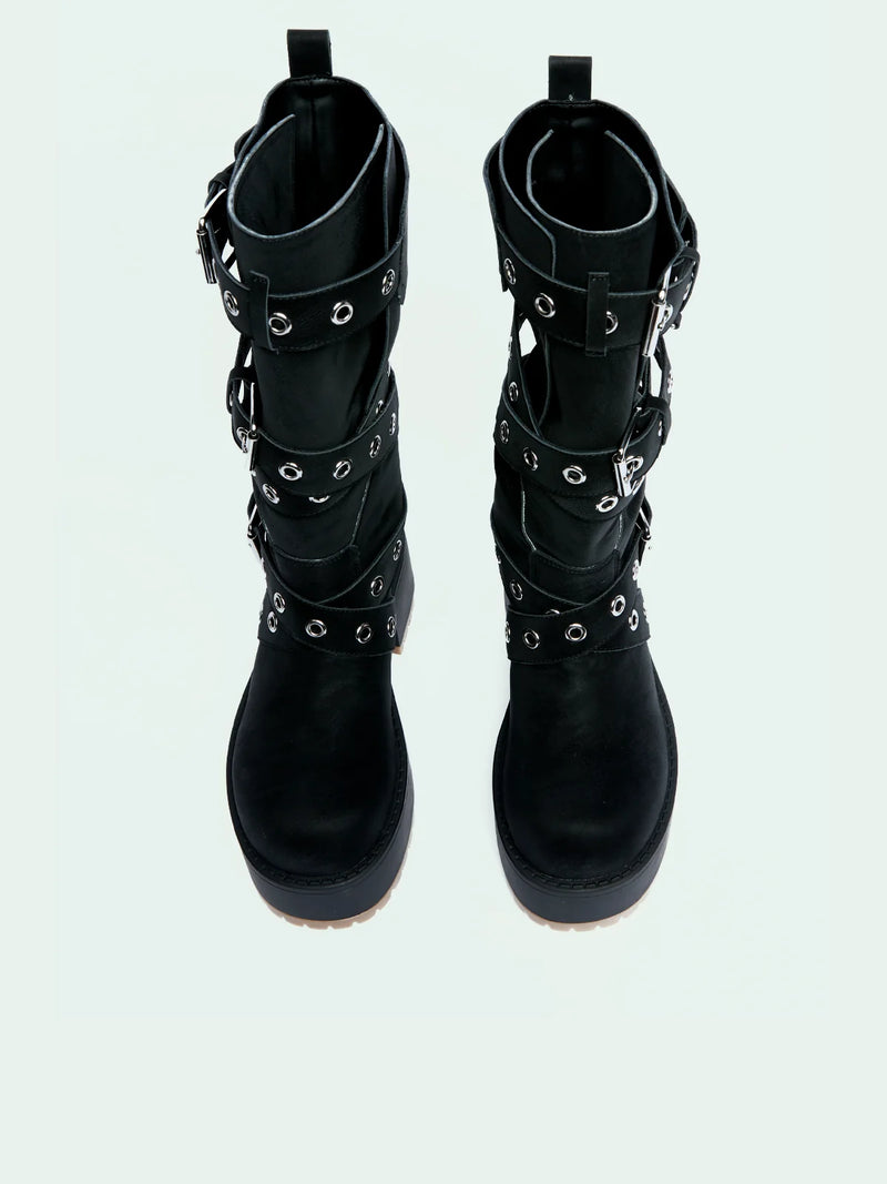 REINA BLACK DISTRESSED