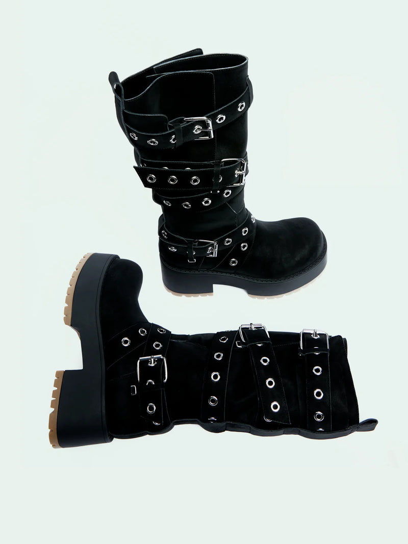 REINA BLACK DISTRESSED